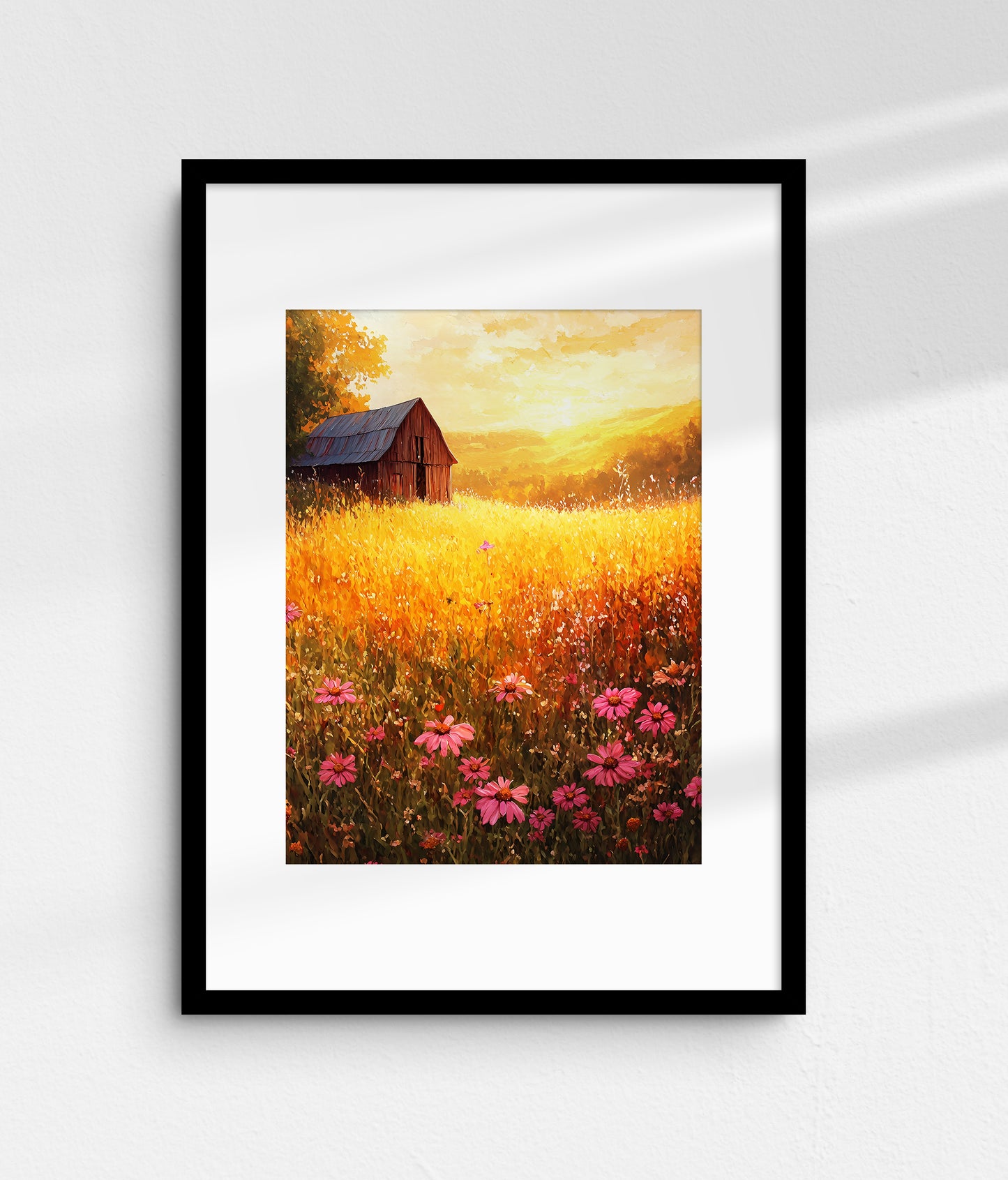 Sunrise in Meadow Field